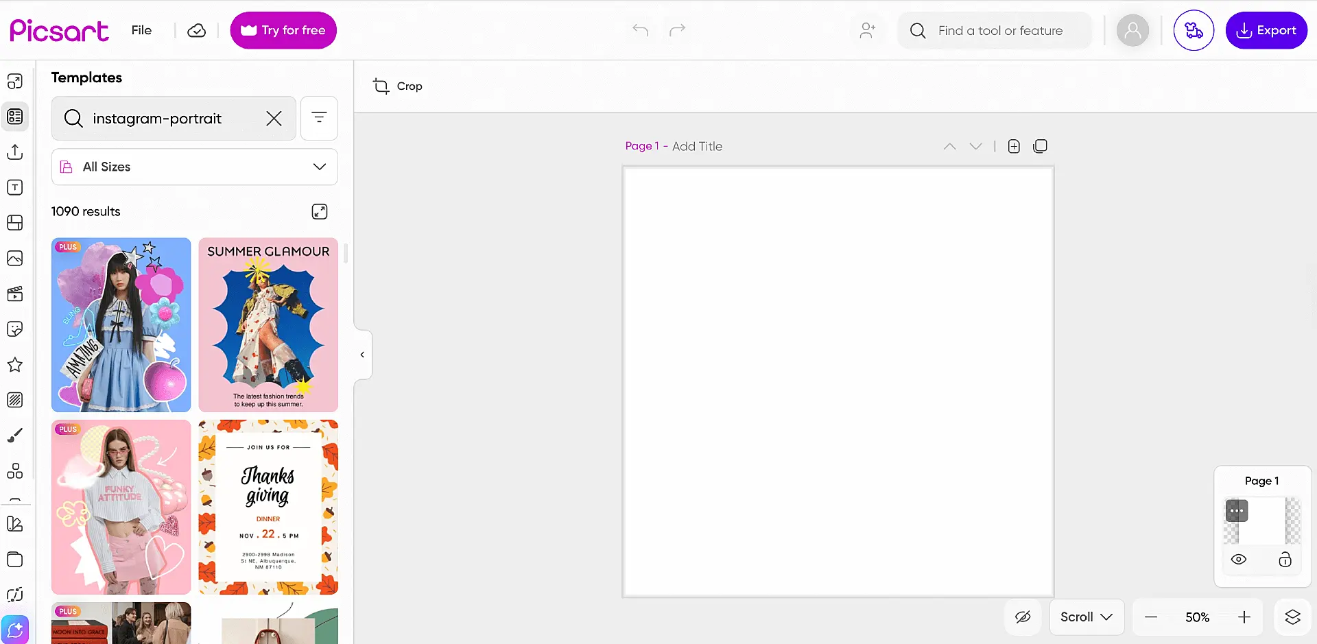 Picsart editor interface